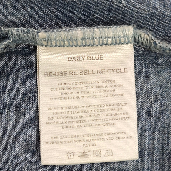 NWT Daily Blue Adriano Goldschmied Birdie Denim Jean Shirt Sz. S Pond Blue - Picture 6 of 9